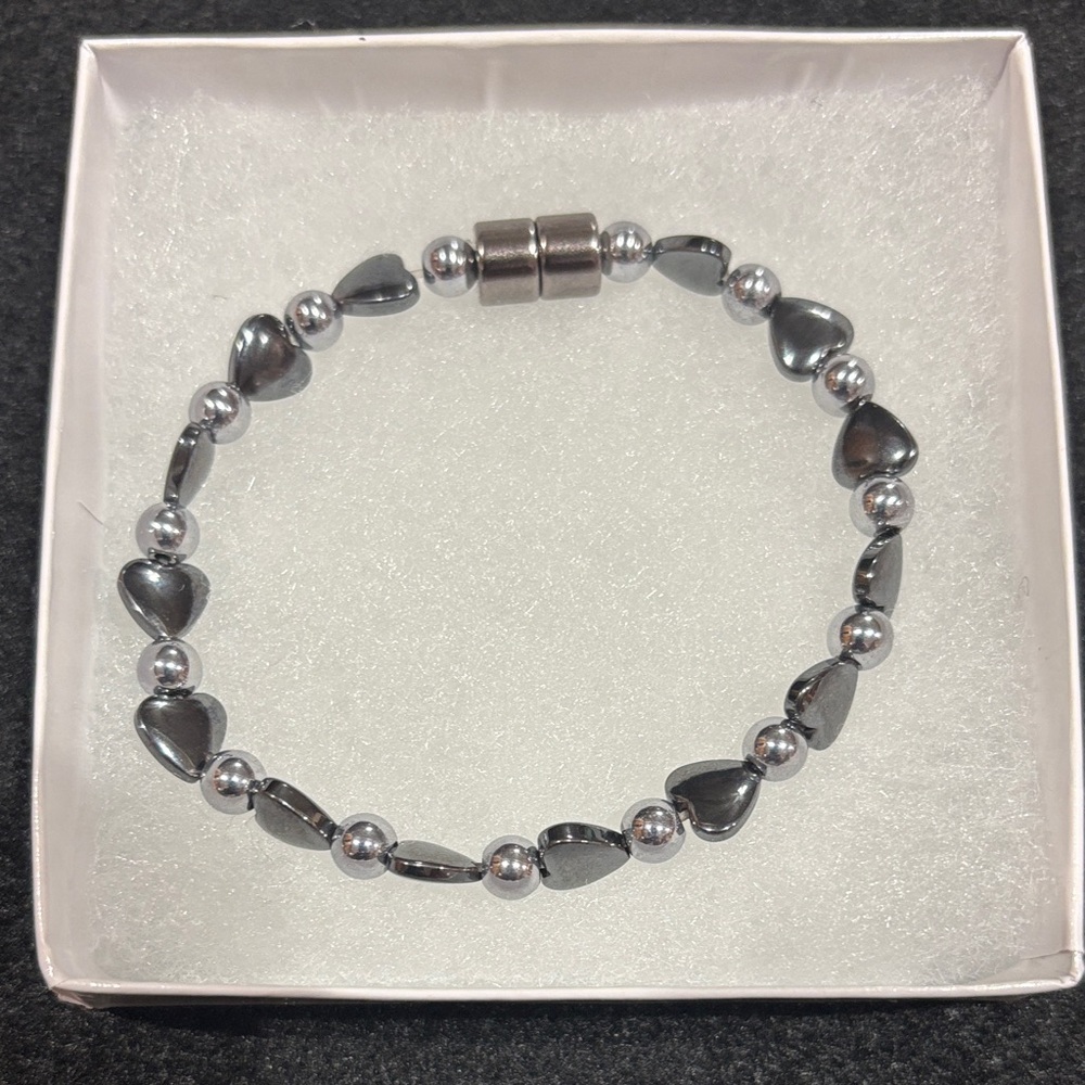 Ladies Black and SilverAll Magnetic Heart Bracelet #15